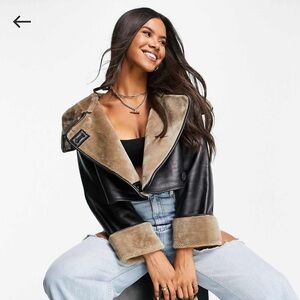 ASOS • Cropped Leather Aviator Jacket